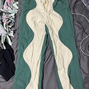 Stylish Green and Cream Pants